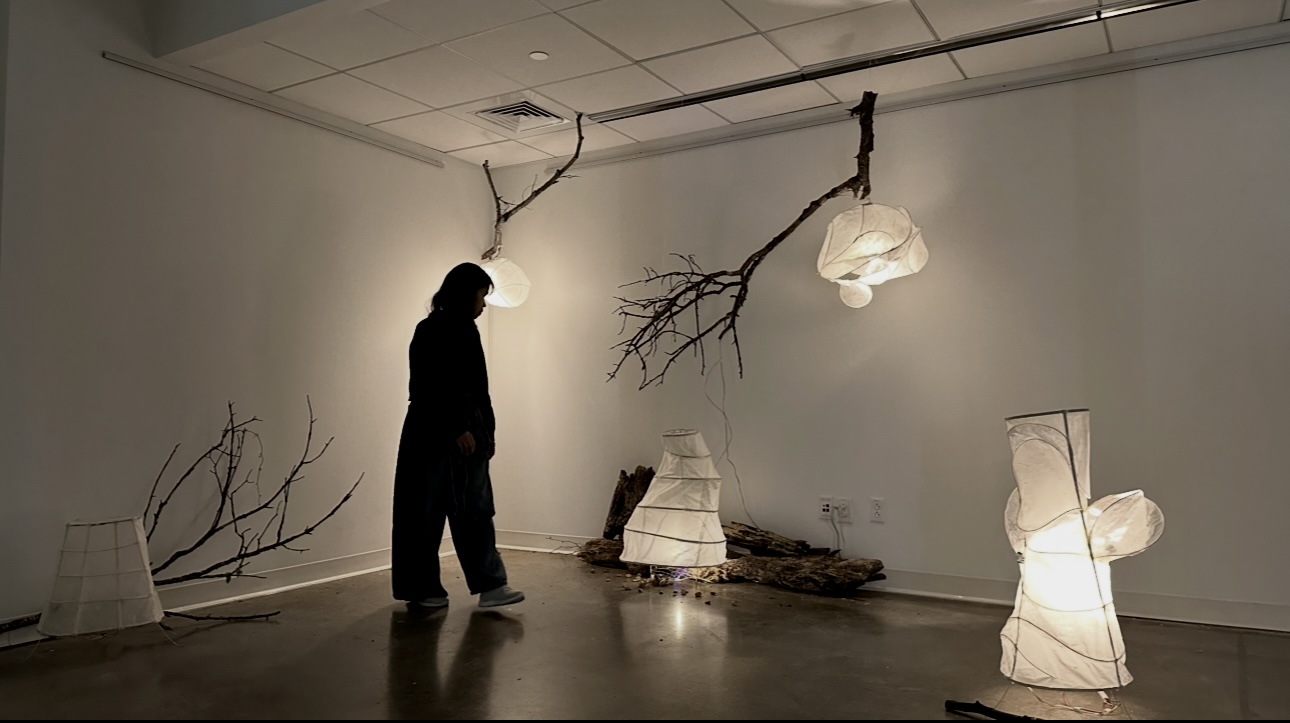 Longing — performers with white fabric, outdoor